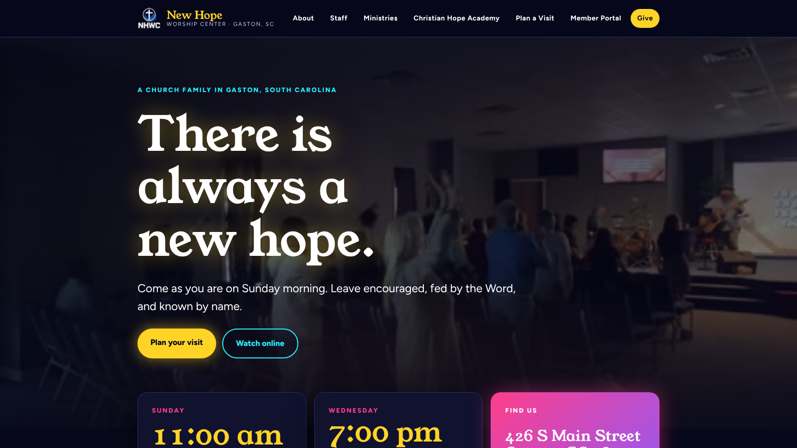 New Hope Worship Center website